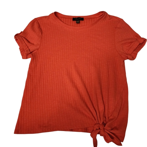 Melissa Paige Coral Knit Short Sleeve Side Tie Top - Picture 4 of 9